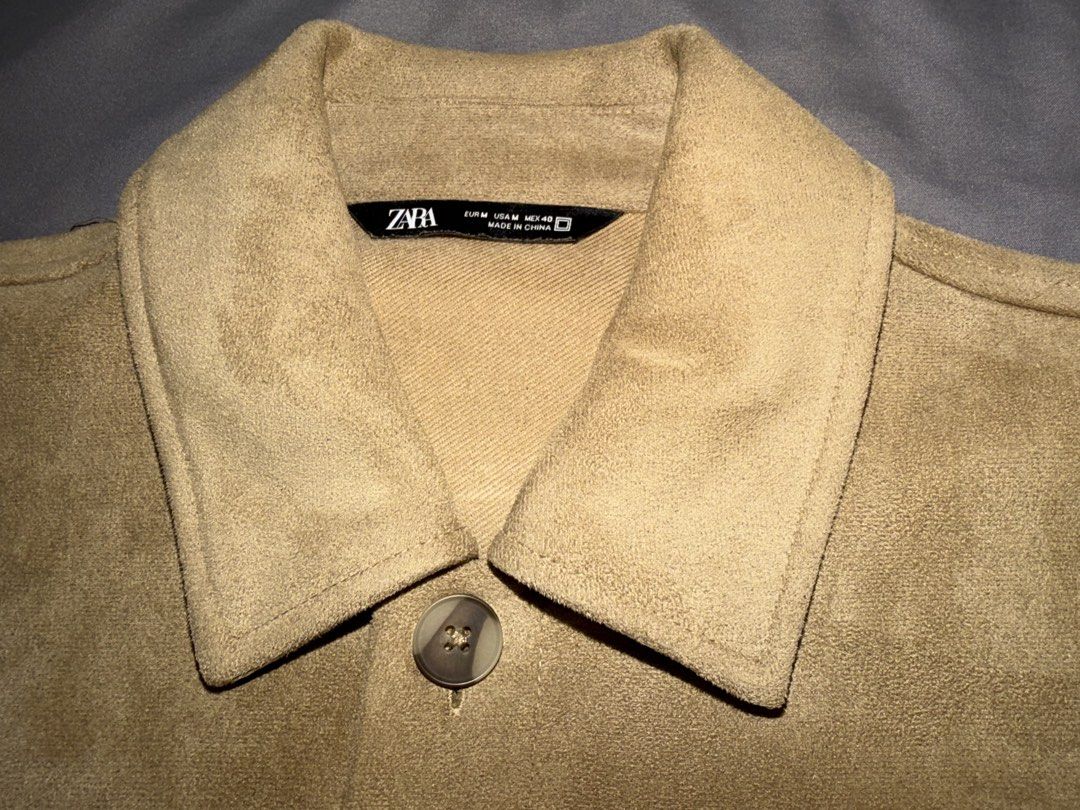 Zara Suede Tan Jacket Size M (Category: Coats, Jackets and Outerwear) located in Taguig. Submitted by j.lax. (Listing ID 1469994072, Image 2). Description: - Brand: Zara - Style: Faux suede jacket in neutral tan - Size: Medium (fits L).