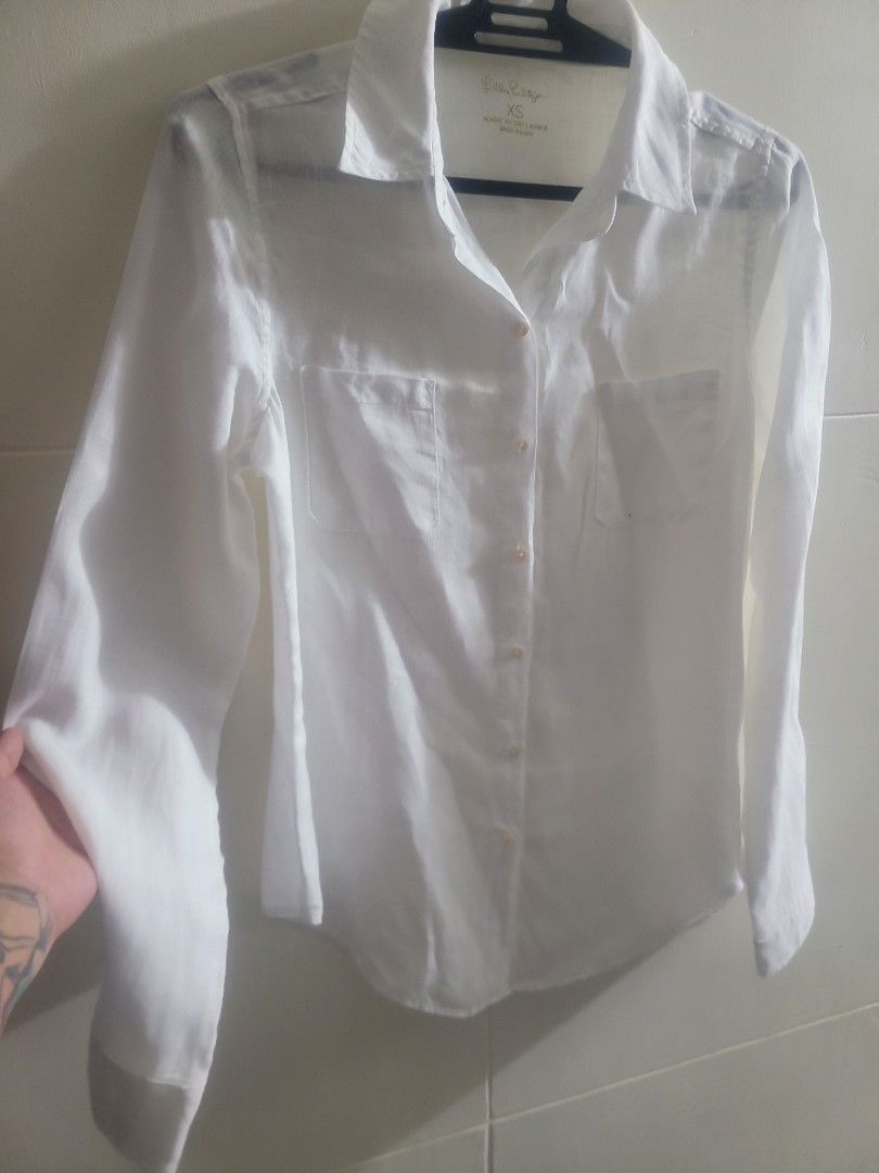 100%Linen White Buttondown (Category: Longsleeves) located in Los Banos. Submitted by lopecruz (Listing ID 1470264586, Image 2). Description: 20"armpit laid flat 22"length S-M.