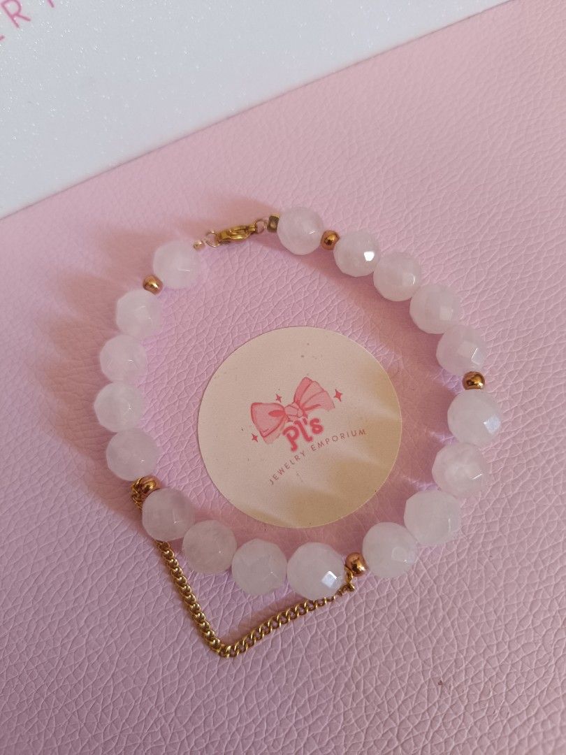 10MM Faceted Rose Quartz bracelet (Category: Bracelets) located in General Mariano Alvarez. Submitted by plsjewelryemporium (Listing ID 1470158269, Image 3). Description: 10MM Rose quartz bracelet 18.5CM stainless steel 316L charm and lock light pink in actual po ito PHP 750 + SF MOP: Gcash MOD: J&t express and lalamove NO COD/COP.