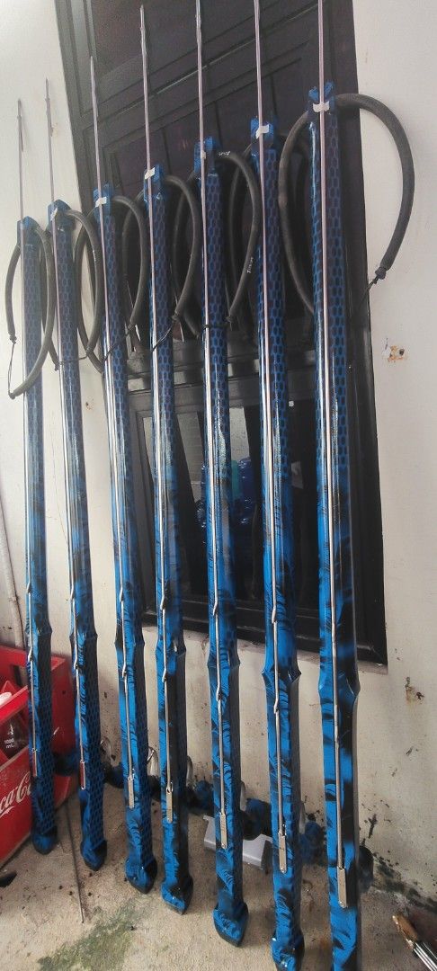 145cm long Custom Blue Hydro Dip Spearguns (Category: Fishing) located in Caloocan City. Submitted by sheilomian33511 (Listing ID 1470279305, Image 1). Description: - Striking blue and black hydro-dip wooden stock design - Fully rigged with shafts, bands, and lines - Ready for action straight out of the box - Multiple units available in the exact same finish - Perfect for solo buyers or groups.