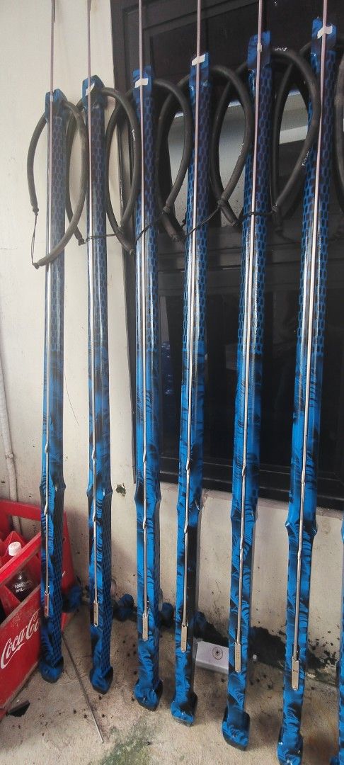 145cm long Custom Blue Hydro Dip Spearguns (Category: Fishing) located in Caloocan City. Submitted by sheilomian33511 (Listing ID 1470279305, Image 3). Description: - Striking blue and black hydro-dip wooden stock design - Fully rigged with shafts, bands, and lines - Ready for action straight out of the box - Multiple units available in the exact same finish - Perfect for solo buyers or groups.