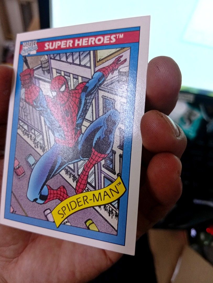 1990 Impel Marvel Universe Series 1 (Category: Vintage Collectibles) located in Manila. Submitted by back_to_the_thrift (Listing ID 1470222198, Image 3). Description: Fresh pulled pack open Some minor ding on venom Sharp edges Good Surface Toploader and sleeves included Pickup Nagtahan Sampaloc Manila Lalamove,J&T,LBC,gogo.