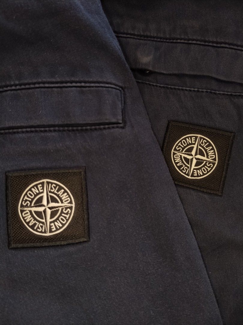 2 pcs Stone Island Type RE-T Pants (Category: Joggers) located in Pasig City. Submitted by loveforlux_2025 (Listing ID 1470236018, Image 3). Description: - Authentic Stone Island dark blue jogger pants -28 and 29 fits 30 - Comfortable elastic waistband with adjustable drawstring - Stylish ribbed ankle cuffs and reinforced knee panels - Secure zippered side pockets for convenience - Signature compass patch logo on the single back pocket - Clean co