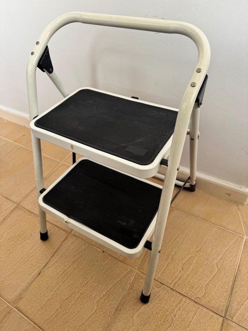 2-Step Folding Ladder Step Stool with Handle, Furniture & Home Living ...
