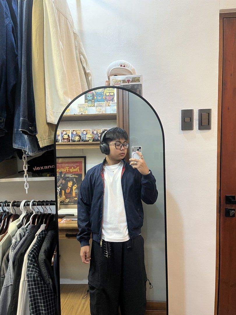 90s Heavy Harrington Bomber Jacket (Category: Coats, Jackets and Outerwear) located in Davao. Submitted by spilled.bins (Listing ID 1470268548, Image 3). Description: 90s Heavy Harrington Bomber Jacket Width: 22.5in Length: 24.5in Boxy Large Measurement | Best Fit Medium Distressing | Disoloration on Zip Seam Good Condition . Mine: ₱500 +shipping fee on top . Model Reference: Height: 5’5 feet Weight: 68kg.