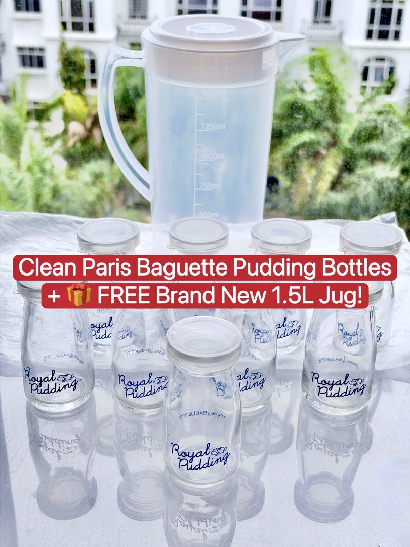 Pudding Drawing/design 🔥 9x Clean Paris Baguette Pudding Bottles + Free 1.5L Jug!, Furniture ...
