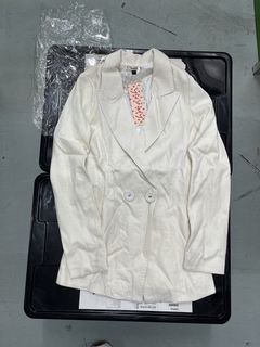 全新連吊牌 台灣白媽媽 秋冬灰色銅釦軍裝feel孖襟修身長袖西裝排釦拉鏈大褸風褸大衣開衫外套西裝jacket coat lady OL 返工 ...