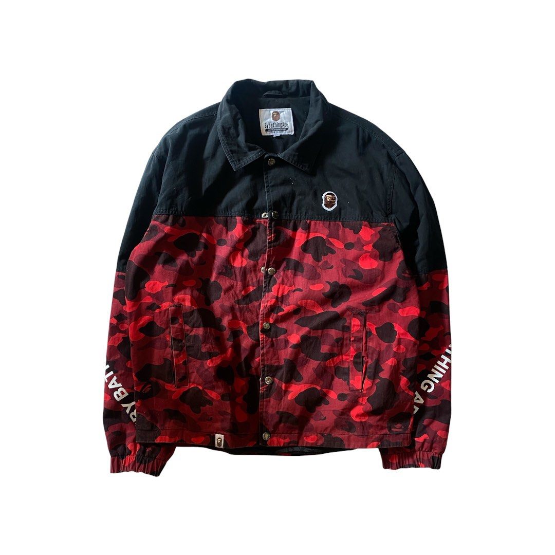 A Bathing Ape Color Blocked Coach Jacket (Category: Coats, Jackets and Outerwear) located in Manila. Submitted by finofindthisart (Listing ID 1470254834, Image 1). Description: Length 27 Width 24 Measured it by inches Issue: button This is a pre-loved/thrifted items and may show minor signs of issue due to its vintage nature. Kindly manage expectations. No refunds or exchanges will be accepted. 📍Pasay City DM for inquiries..
