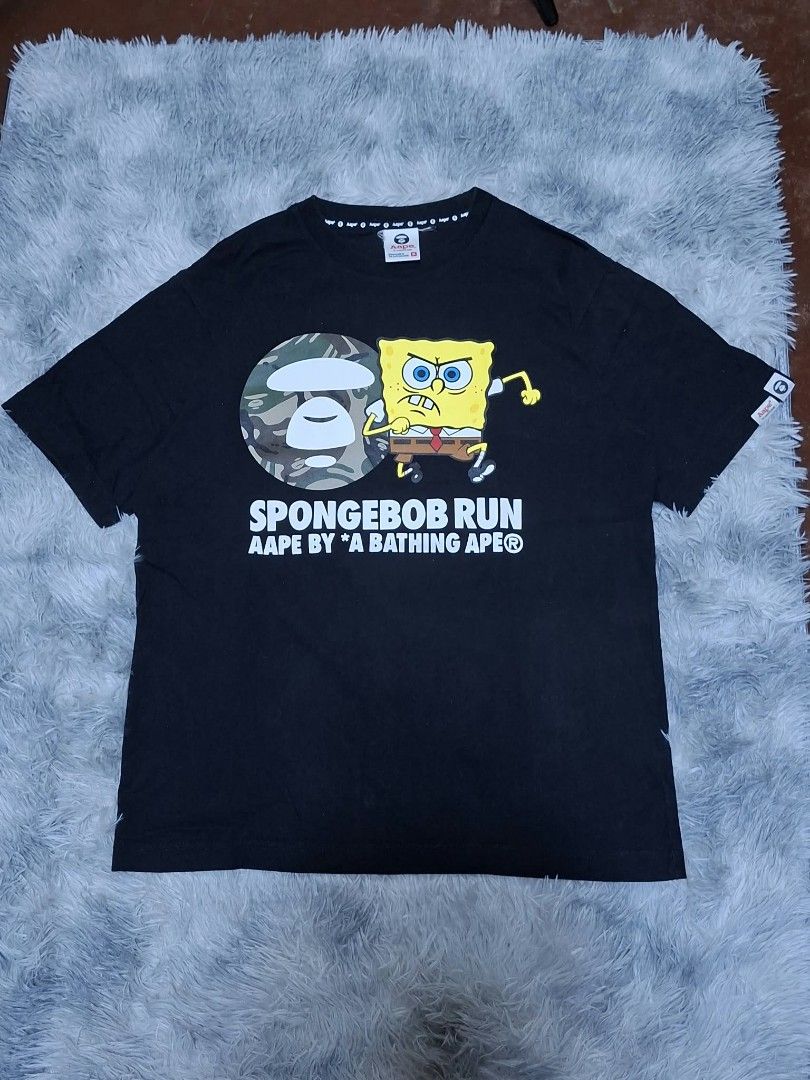 AAPE x SPONGEBOB (Category: Tshirts & Polo Shirts ) located in Davao. Submitted by clyde_madria2008. (Listing ID 1470279515, Image 1). Description: size: M 20x26 color rate 10/10 no issue excellent condition.