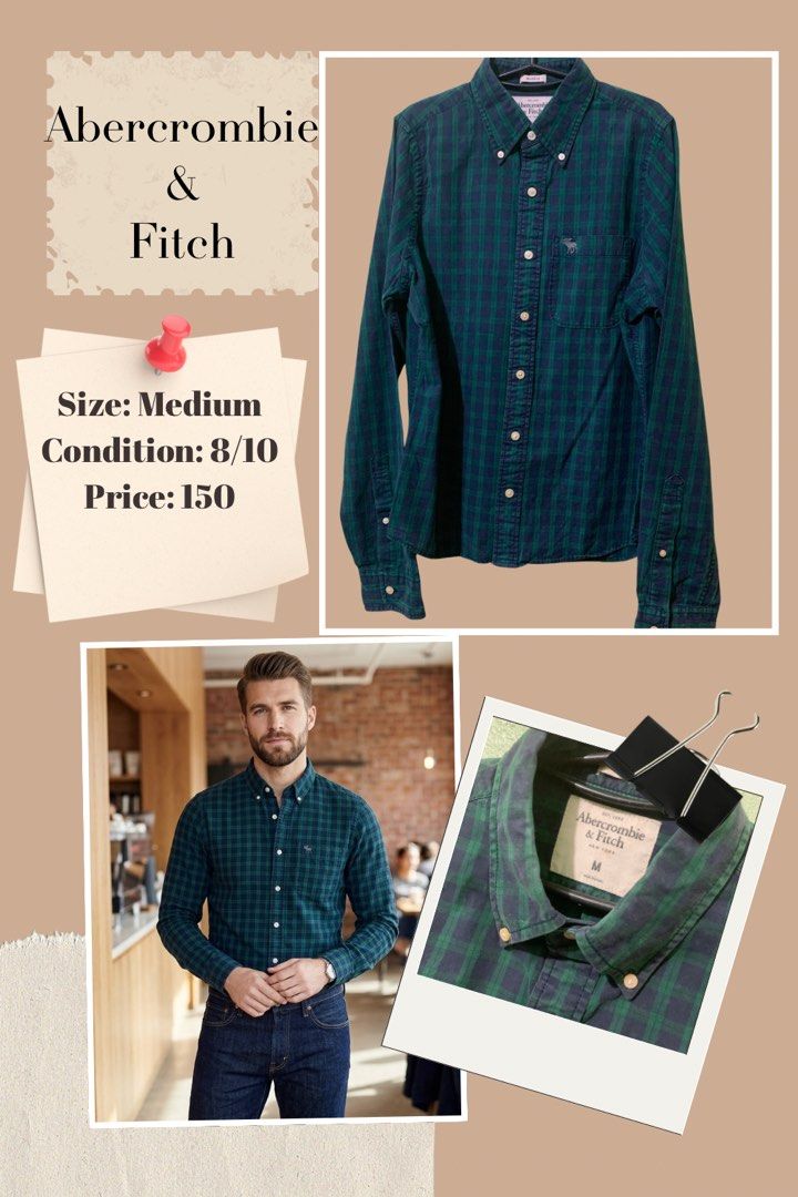 Abercrombie & Fitch Green Plaid (Category: Tshirts & Polo Shirts ) located in Camalig. Submitted by ryrilim (Listing ID 1470292815, Image 1). Description: 🎄🎅Decluttering 2026 Pre-Christmas Sale! 🎉🎊 📦Shipping will be shouldered by the buyer 🚚 Courier: J&T 🏧 BDO or G Cash Style it like a true fashionista with H&M, GAP, Old Navy, A&F, Redwood, Uniqlo, J. Crew and any other trendy brands just for less than 250 pesos. .
