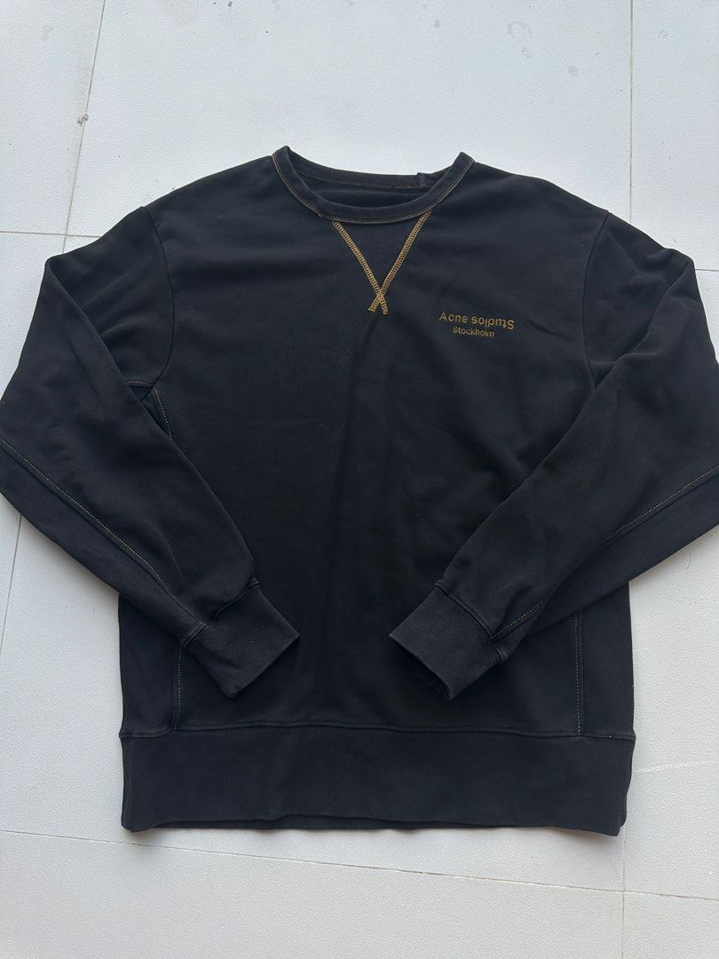 Acne Studios Men's Black Sweatshirt (Category: Formal Shirts) located in Angeles City. Submitted by royal_vintage_thriftshop (Listing ID 1470235356, Image 1). Description: Acne Studios Men’s Black Sweatshirt No tag only wash tag Size Small Chest 21, Length 24.