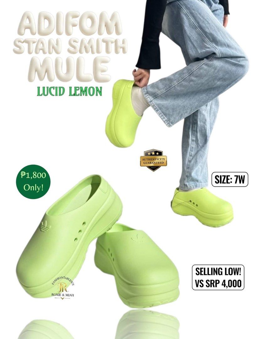 ADIDAS ADIFOM STAN SMITH MULE – LUCID LEMON 💚 (Category: Shoe inserts) located in Mandaluyong City. Submitted by luxprelovedbagsparadise (Listing ID 1470290300, Image 1). Description: 💚 ADIDAS ADIFOM STAN SMITH MULE – LUCID LEMON 💚 Step into comfort with a pop of color! 🍋 These Adifom Stan Smith Mules bring iconic Adidas style with ultra-lightweight cushioning—perfect for everyday wear. ✨ Details: • Brand: Adidas • Model: Adifom Stan Smith Mu