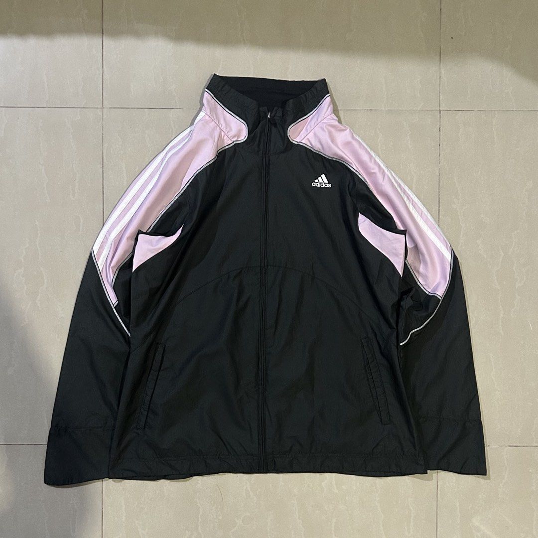 Adidas Black and Pink Full-Zip Track Jacket (Category: Coats, Jackets and Outerwear) located in San Fernando. Submitted by thrift_lang_ni_kim (Listing ID 1470322443, Image 1). Description: ⬇️ DETAILS ⬇️ Adidas Black and Pink Full-Zip Track Jacket DIMENSIONS (INCHES) Width:21.5 Length:26 Best fit: M to L (short fit) Color rate:9/10 Condition/Issue: Good condi/minimal lints Mine: ₱400 Minimum increment: ₱50 Already washed and ready to wear. 📌 Plea