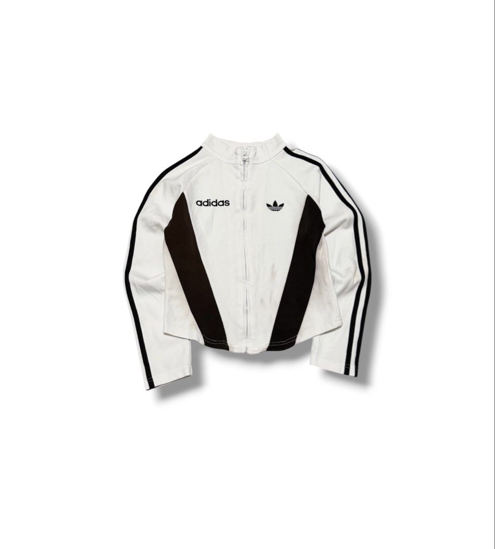 Adidas Cropped Track Jacket (Category: Activewear) located in Bulacan. Submitted by sanjisthrift (Listing ID 1470314532, Image 1). Description: Size XSmall Width 16 Length 18 Good Condition 9/10 Stains.