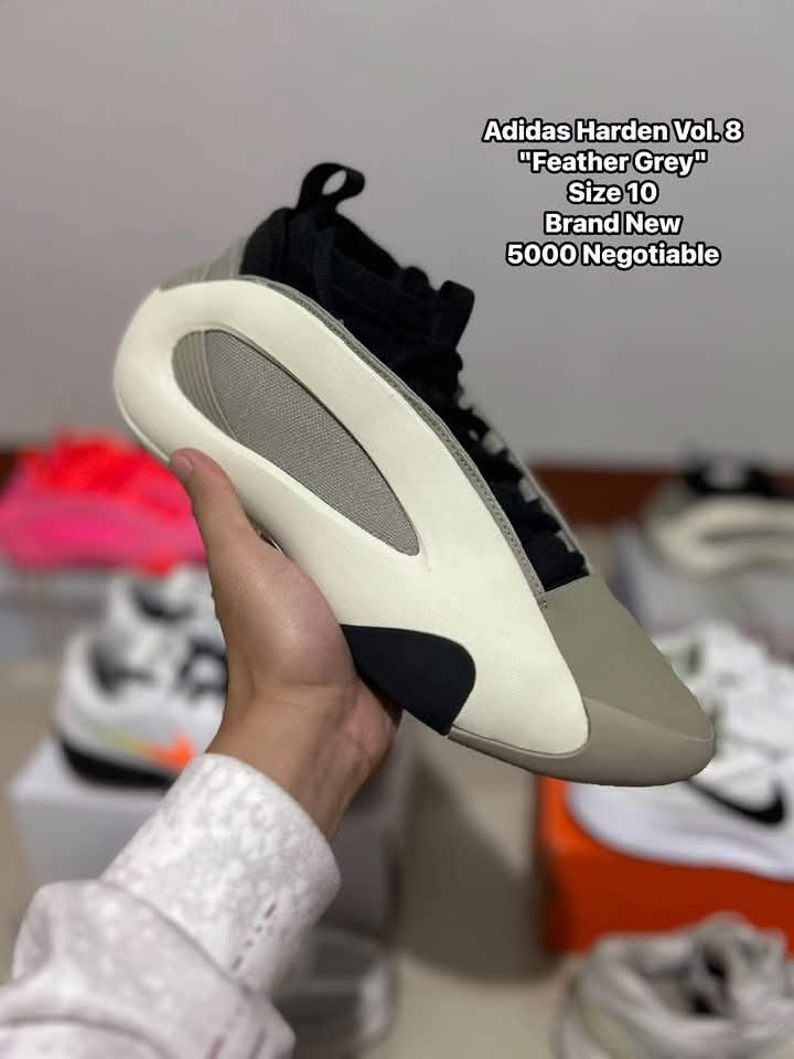 Adidas Harden Vol. 8 "Feather Grey" (Category: Sneakers) located in Quezon City. Submitted by bertsonamilasolidshoes (Listing ID 1470174182, Image 1). Description: - Item: Adidas Harden Vol. 8 - Colorway: Feather Grey / Black - Size: 10 US - Condition: Brand new / Excellent - Design: Distinctive molded cage overlay with contrasting black inner bootie - Price: Negotiable (Send your offers!) - Meetups and shipping options available.