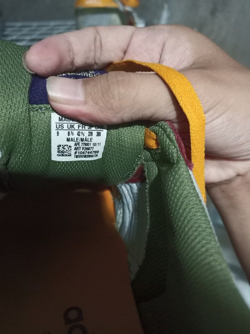 Adidas Retro Sneakers Multicolor Size US 9 (Category: Sneakers) located in Mabalacat. Submitted by hasashoe (Listing ID 1470283134, Image 3). Description: - Brand: Adidas Retro Sneakers - Size: US 9 | UK 8.5 | EU 42 2/3 - Article Number: V20877 - Colorway: Bold multicolor mix of green, burgundy, blue, and yellow - Materials: Suede and textile upper with yellow laces - Soles: Textured rubber outsoles with good grip - Condition: Shows minor wear on