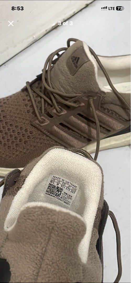 Adidas Ultra Boost Brown Size US 9.5 (Category: Casual Shoes) located in Makati City. Submitted by johnmichael2 (Listing ID 1470147598, Image 3). Description: - Brand/Model: Adidas Ultra Boost - Colorway: Brown with black heel counter detailing - Size: US 9.5 / UK 9 / FR 43 1/3 - Upper: Breathable Primeknit - Cushioning: Comfortable Boost midsole - Condition: Normal wear on the soles and white boost foam - Best for: Classic everyday running and a