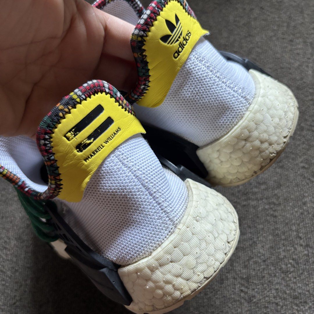 Adidas x Pharrell Williams Solar Hu NMD "Inspiration Pack" (Category: Sneakers) located in Pasig City. Submitted by bootsoftravel_ph (Listing ID 1470219901, Image 2). Description: Adidas x Pharrell Williams Solar Hu NMD “Inspiration Pack” used - Good FOR SALE Pair only FREE shipping!!! Issue: slightly yellowing midsole Price ₱ 2,900 size: EU 40.5 / UK 6.5 / US 7.5 Guaranteed 100% Legit 💯 We ship nationwide 🚚.