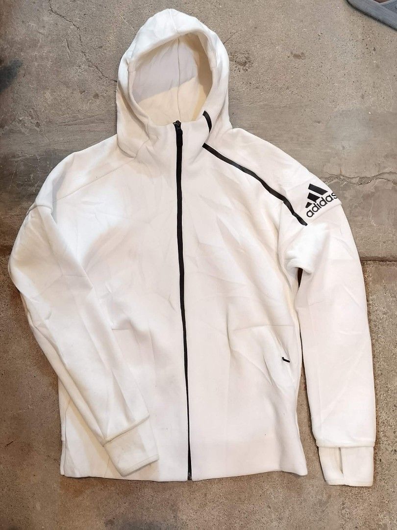 Adidas ZNE hoodie jacket (Category: Coats, Jackets and Outerwear) located in Alburquerque. Submitted by ayrelieonlineshop (Listing ID 1470248667, Image 1). Description: Adidas ZNE hoodie Size 100 Dimes W-20 L-27 Excellent condition No pinhole or punit Need lang laba.