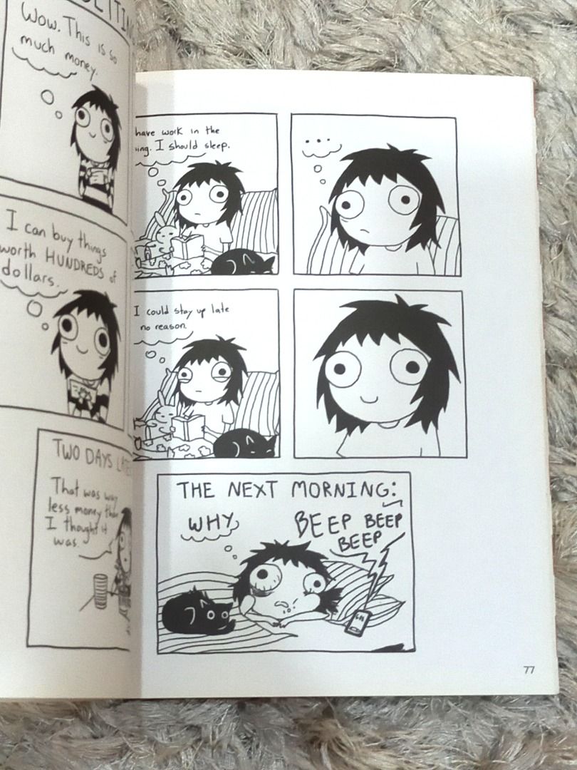 Adulthood Is a Myth | A Sarah's Scribbles Collection Book (Category: Storybooks) located in Paranaque City. Submitted by _cherrycheesecake_goodies_ (Listing ID 1470177366, Image 2). Description: *If you like or don't mind classic quirk chungus humor. I've had this book by Sarah Andersen for years. ★Format: Paperback edition ★Genre: Slice of life, Comedy ★Condition: Well used | Slight creases on cover and discoloration, Clean pages with no damage 