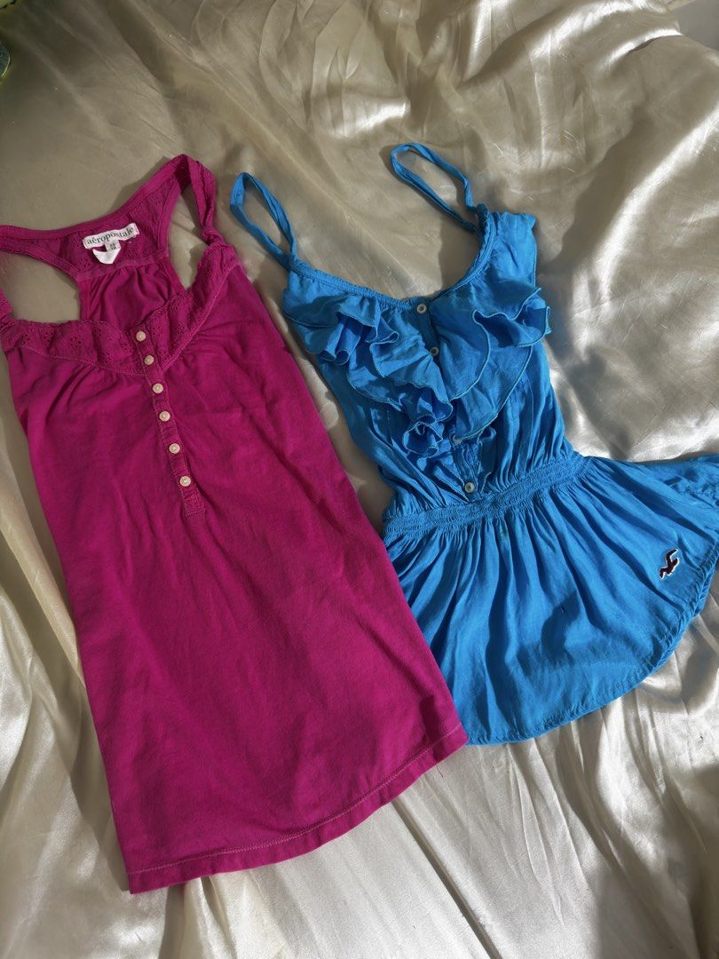 aeropostale & hollister bundle only (Category: Sleeveless) located in Legazpi City. Submitted by bouxloset (Listing ID 1470192122, Image 3). Description: aeropostale - pink | xs hollister - blue | m (like small) for bundle only. ₱700+sf.