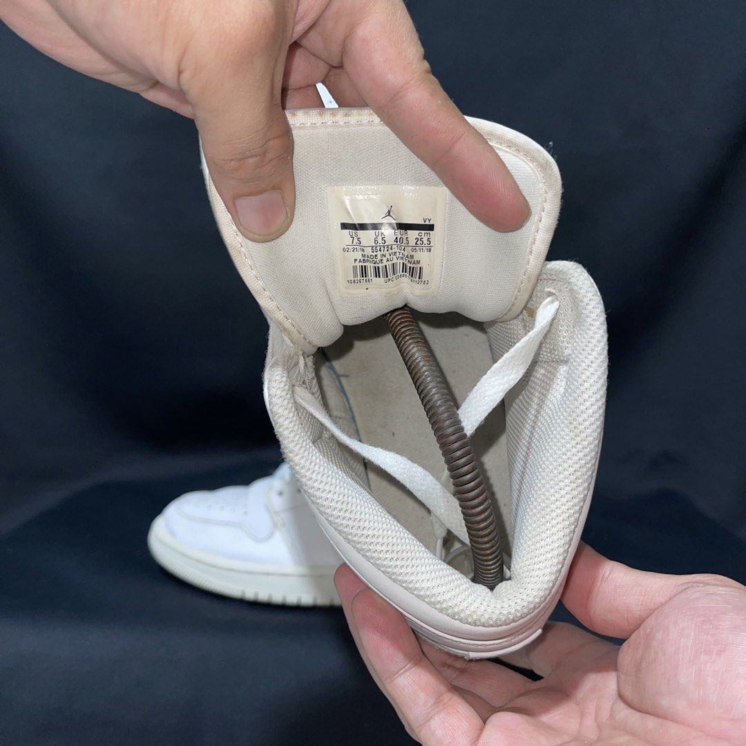 Air Jordan 1 Mid Triple White US 7.5 (Category: Sneakers) located in Bulacan. Submitted by ogieeee (Listing ID 1470230897, Image 2). Description: - Brand/Model: Nike Air Jordan 1 Mid - Colorway: Triple White - Size: US 7.5 / EUR 40.5 / CM 25.5 - Material: Premium leather upper - Condition: Normal signs of wear on soles and light creases on toe box - Features: Classic mid-top silhouette, versatile everyday shoe - Authenticity: Size tag located ins