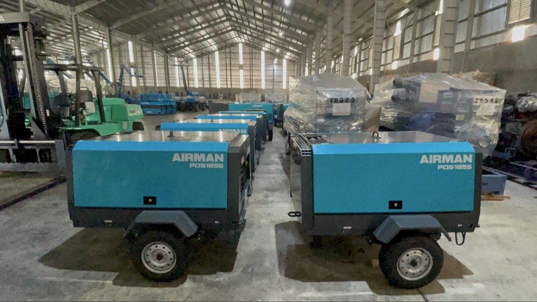 Airman Compressor with 2 sets Jackhammer 90 lbs (Category: Industrial Equipment) located in Manila. Submitted by santiago0721 (Listing ID 1470219602, Image 3). Description: * Air Compressor Airman Japan Model: PDS185S Trailer Mounted - 185 cfm * Jackhammer with complete accessories Toku brand TPB 90 (90 lbs) x 2 units Accessories - Air Hoses, Steel line oiler, coupler & clamps - moil point .