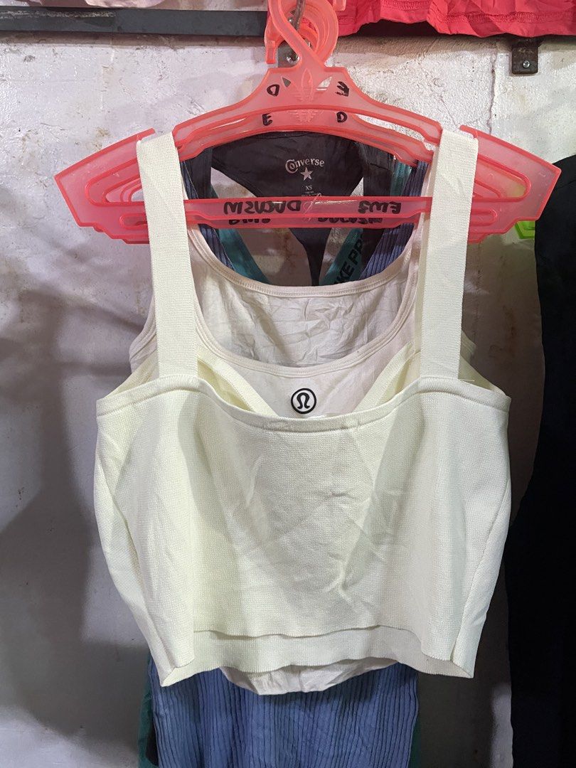 Alexander Wang Knit Tank Top with Rhinestone Strap (Category: Sleeveless) located in San Fernando. Submitted by theglobalgoods (Listing ID 1470149598, Image 3). Description: - Brand: Alexander Wang - Color: Cream - Material: Soft ribbed knit - Details: Sparkly rhinestone embellishments on shoulder straps and center front - Features: Layered inner camisole with branded logo tag - Fit: Cropped length Length 10 width11 stretchy .
