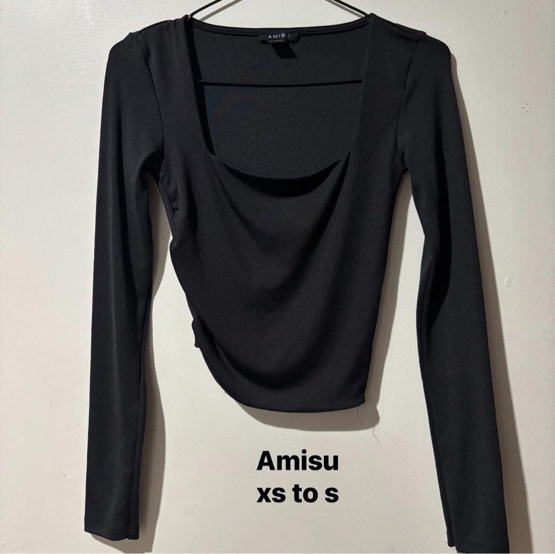 Amisu Black Squareneck Double Lining Top (Category: Longsleeves) located in Binan City. Submitted by mypreloved_haul (Listing ID 1470339396, Image 2). Description: fits xs to small! Last price posted! .
