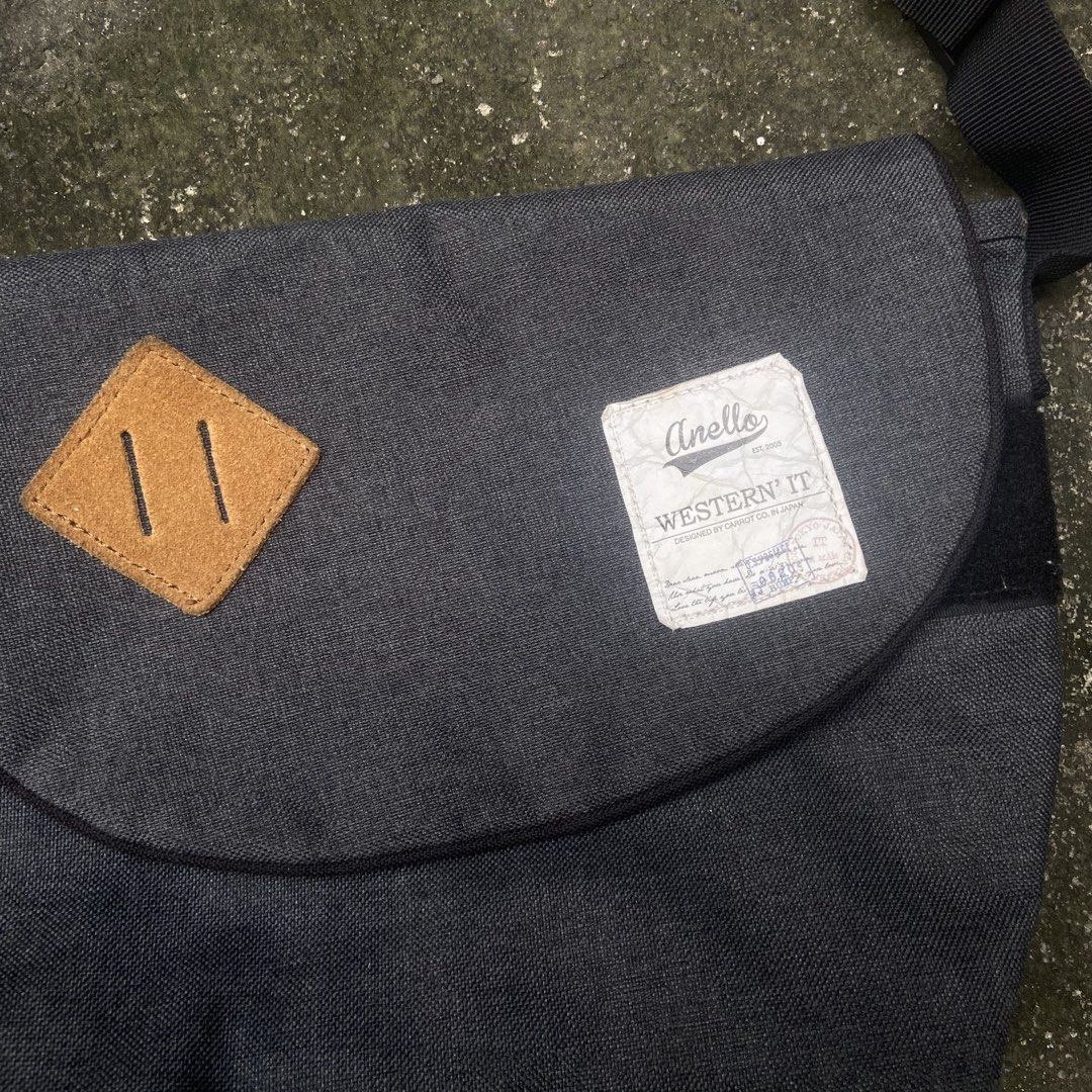 Anello Western IT Mini Messenger Bag (Category: Sling Bags) located in Angeles City. Submitted by eriellynngotvintage (Listing ID 1470286658, Image 2). Description: • Brand / Manufacturer: Anello by Carrot Company (Japan) • Model Style Code: AU-A0131 • Bag Type: Mini Messenger / Flap Shoulder Bag • Material: Heathered polyester canvas (often referred to as “杢調” or mottled-texture fabric) with water-resistant backing • Dimensions: Approximately 24
