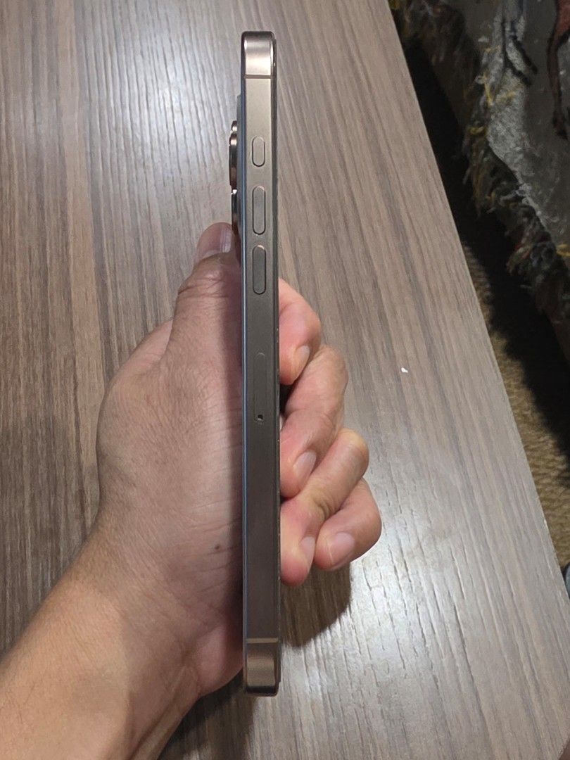 Apple iPhone 16 Pro max 256 gb (Category: iPhone 16 Series) located in Manila. Submitted by elmer.espiritu (Listing ID 1470299418, Image 3). Description: - Model: Apple iPhone 16 Pro - Color: Natural Titanium - Battery Health: 93% (356 cycle counts) - History: Manufactured Sept 2024, first used Oct 2024 - Condition: Clean frame, pristine screen, triple rear camera setup - Ports: USB-C.