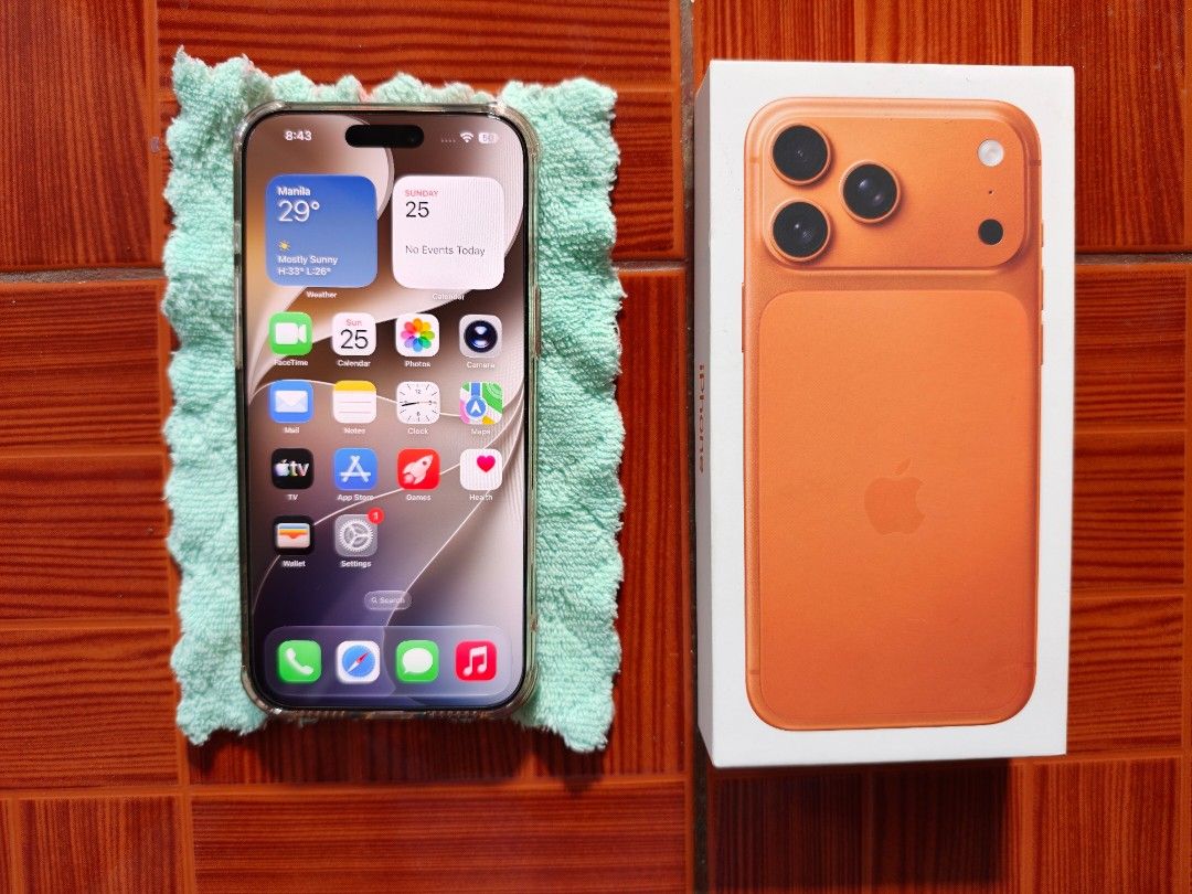 Apple iPhone 17 Pro Max 256GB Orange (Category: iPhone 17 Series) located in Pulilan. Submitted by bautistajaypee12 (Listing ID 1470152199, Image 1). Description: - Model: Orange iPhone 17 Pro Max (256GB) - Battery Health: 100% with only 11 cycle counts. Globe Locked. No dents or any issue. til March 2027 warranty. - Condition: Flawless screen, clean back panel and camera housing - Inclusions: Original retail box and Orig Chord. - Status: Fully f