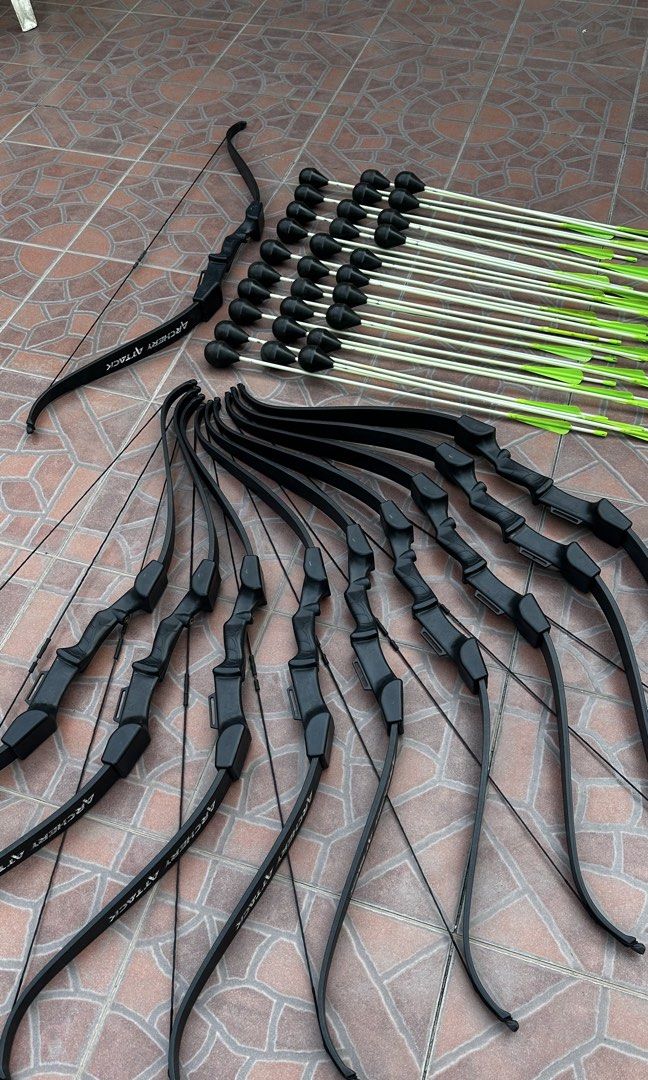 Archery Attack Bow Set With 30 Arrows (Category: Action & Battle Toys) located in Batangas. Submitted by mickdc (Listing ID 1470322694, Image 1). Description: Bow and Arrow Sets 10 bows (great condition) 30 Arrows(some worn but still useable) bow strings replacements PRICE NEGOTIABLE Can be used to start Combat Archery business Easy to use.