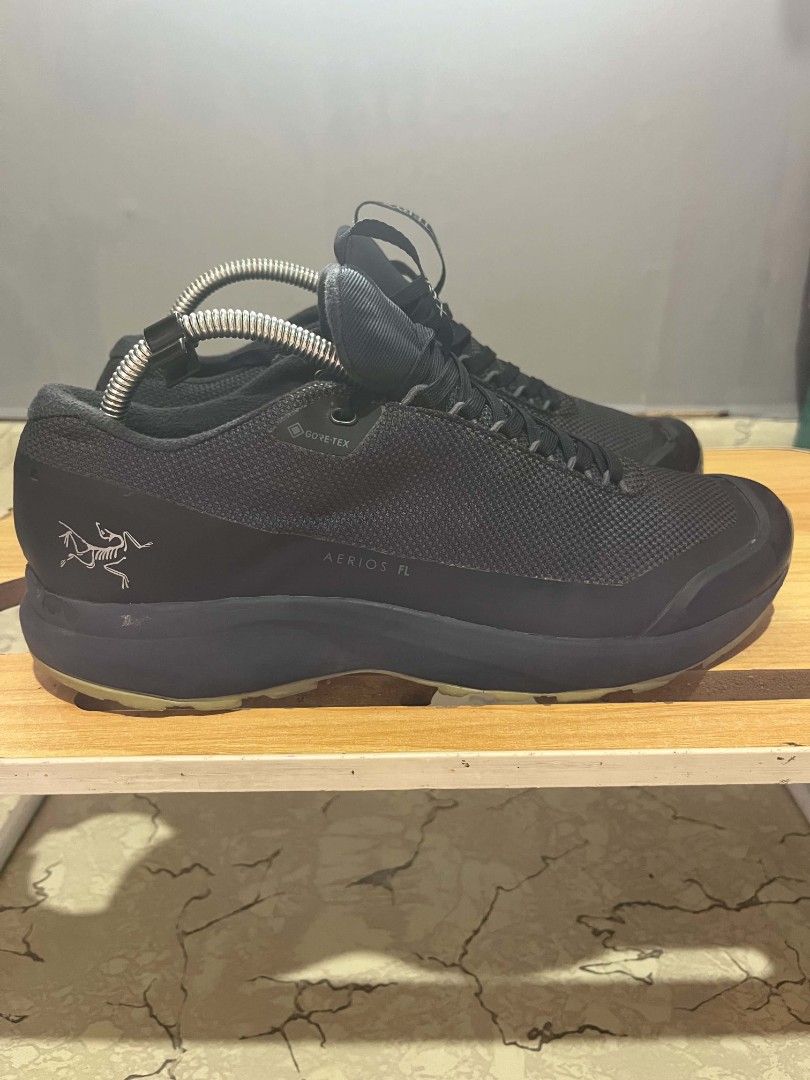 Arc'teryx Aerios FL GTX Black Size 9 US (Category: Sneakers) located in Manila. Submitted by alexson10 (Listing ID 1470289466, Image 2). Description: - Brand: Arc'teryx Aerios FL GTX Trail Shoes - Color: Black - Size: 9 US / 42.5 EU / 27 cm - Waterproof GORE-TEX membrane to keep your feet dry - Comfortable OrthoLite insoles for great cushioning - Durable rubber toe caps and high-traction outsole lugs - Condition: Brand new / Excellent - Delivery: