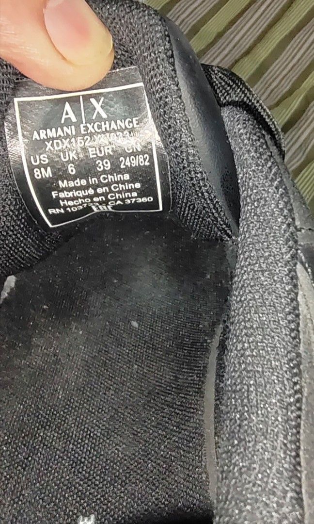 Armani Exchange Unisex Sneaker (Category: Sneakers) located in Manila. Submitted by myno23lenel (Listing ID 1470145076, Image 2). Description: For sale Armani Exchange AX sneaker unisex Size 8 women's 39 euro Like new no box,Authentic pair Only issue scratched on the midsole unnoticeable, For only 1.6k Location Fairview.