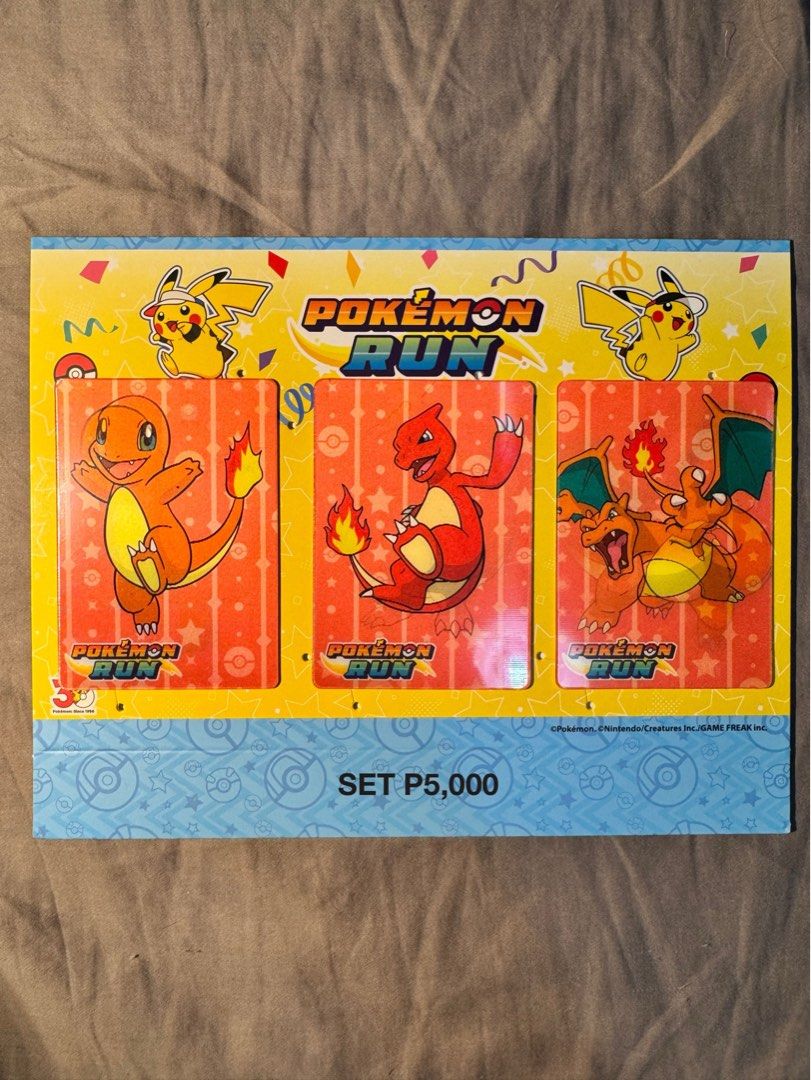 Assorted characters (Category: Raw Singles) located in Mandaluyong City. Submitted by spaceshipshop (Listing ID 1470255145, Image 3). Description: - Official Pokémon Run collectible lenticular cards - Features dynamic motion artwork - Available as complete evolution sets (Bulbasaur, Squirtle, Charmander) with matching backing displays - Individual Charmander and Squirtle cards also available - Perfect addition to any Pokémon collection - DM for a