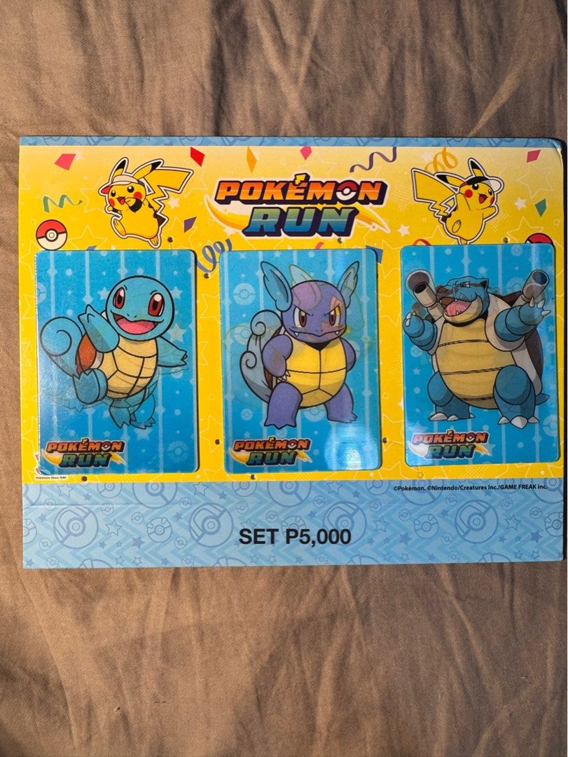 Assorted characters (Category: Raw Singles) located in Mandaluyong City. Submitted by spaceshipshop (Listing ID 1470255145, Image 2). Description: - Official Pokémon Run collectible lenticular cards - Features dynamic motion artwork - Available as complete evolution sets (Bulbasaur, Squirtle, Charmander) with matching backing displays - Individual Charmander and Squirtle cards also available - Perfect addition to any Pokémon collection - DM for a