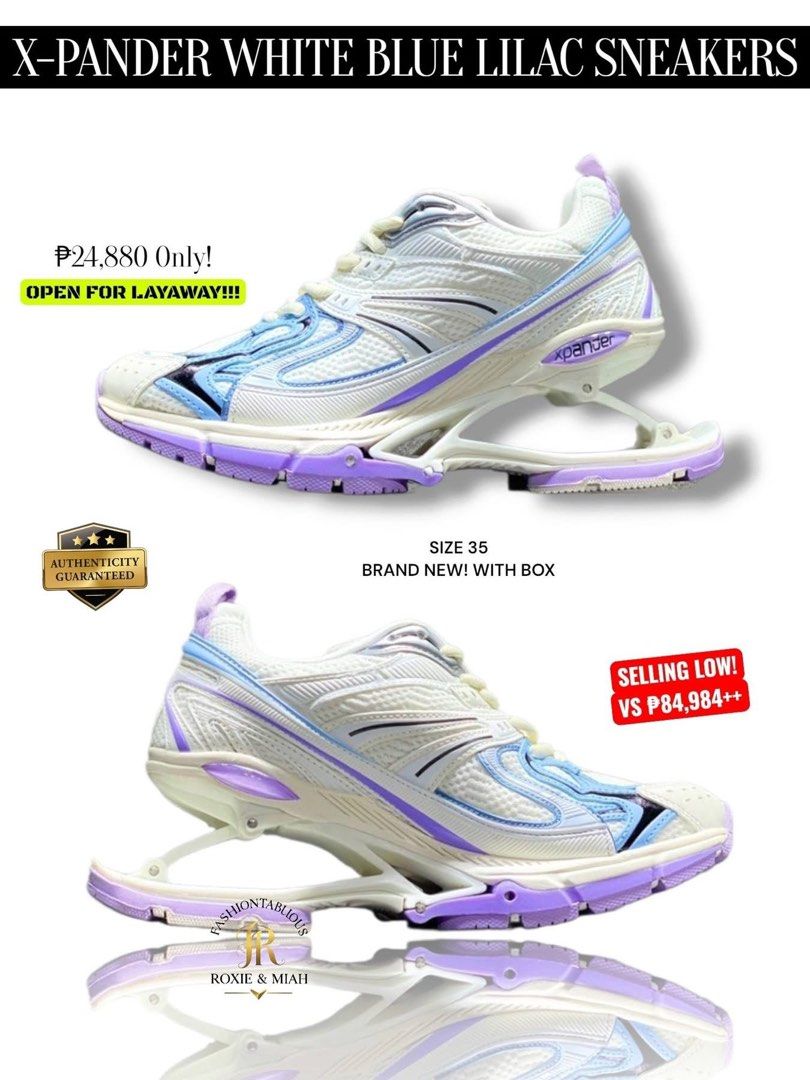 BALENCIAGA X-PANDER SNEAKERS ✨ (Category: Sneakers & Footwear) located in Mandaluyong City. Submitted by luxprelovedbagsparadise (Listing ID 1470288565, Image 2). Description: ✨ BALENCIAGA X-PANDER WHITE BLUE LILAC SNEAKERS ✨ Serving clean, futuristic & effortlessly cool — because your sneakers deserve to have a personality too. 💜🤍💙 👟 Brand New with Box 📏 Size 35 💰 ₱24,880 ONLY! 🔥 Selling way below ₱84,984++ SRP 💳 OPEN FOR LAYAWAY! That i