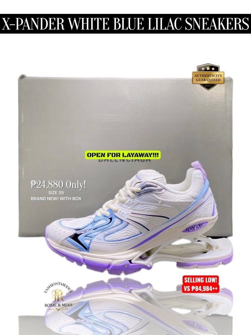 BALENCIAGA X-PANDER SNEAKERS ✨ (Category: Sneakers & Footwear) located in Mandaluyong City. Submitted by luxprelovedbagsparadise (Listing ID 1470288565, Image 3). Description: ✨ BALENCIAGA X-PANDER WHITE BLUE LILAC SNEAKERS ✨ Serving clean, futuristic & effortlessly cool — because your sneakers deserve to have a personality too. 💜🤍💙 👟 Brand New with Box 📏 Size 35 💰 ₱24,880 ONLY! 🔥 Selling way below ₱84,984++ SRP 💳 OPEN FOR LAYAWAY! That i