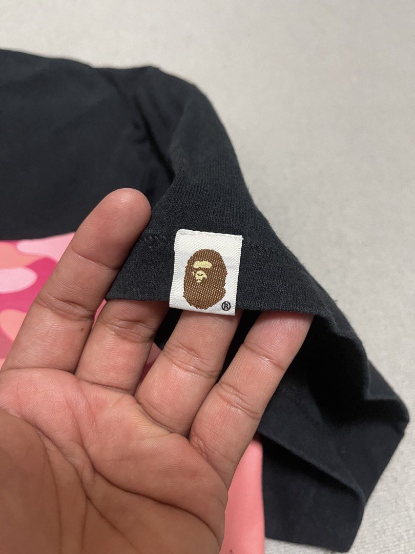 BAPE Big Head Logo Camou Shirt (Category: Tshirts & Polo Shirts ) located in Bulacan. Submitted by sanjisthrift (Listing ID 1470207202, Image 3). Description: Size Medium Width 20 Length 26.5 Very Good Condition 9/10 Good fade Repaired Stitched.