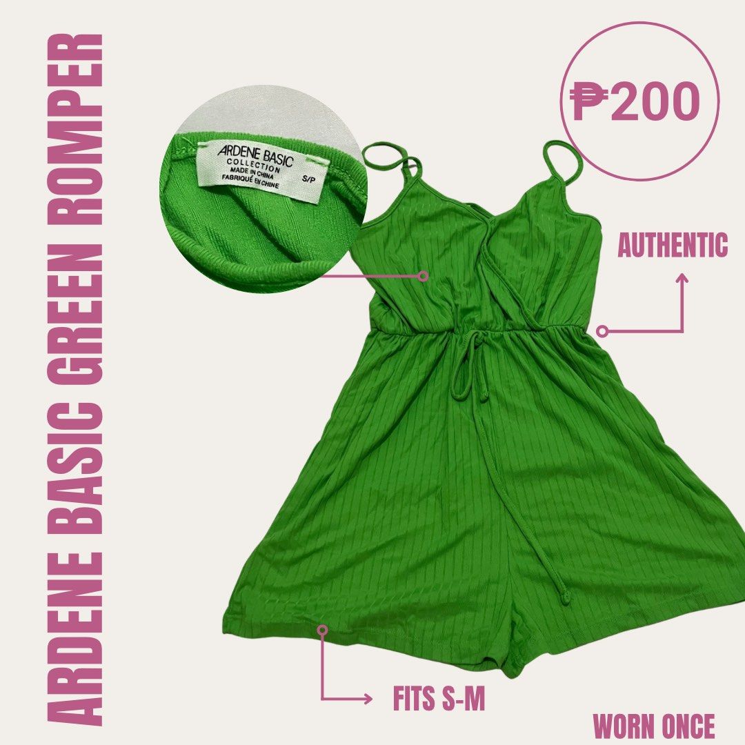 Basic green romper (Category: Rompers) located in Pasig City. Submitted by chloe_miel (Listing ID 1470244825, Image 1). Description: .
