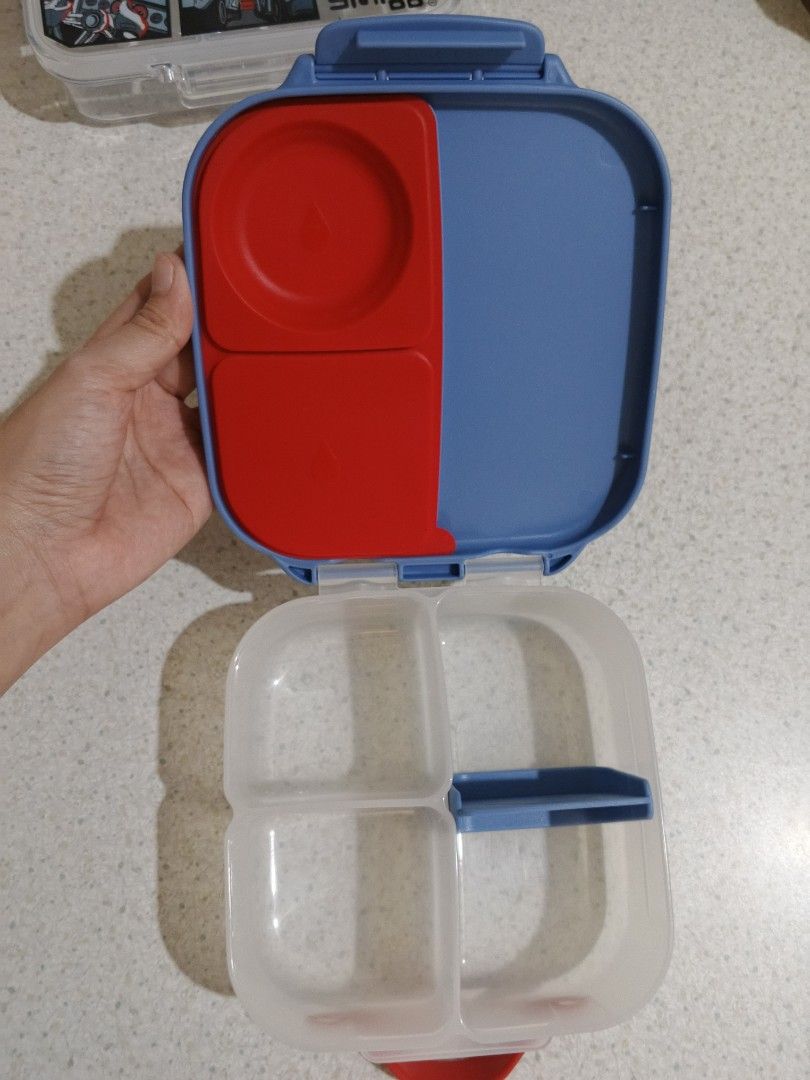 b.box Bento Box Blue Red Compartment Kids Lunchbox (Category: Babies & Kids Fashion) located in Lapu Lapu. Submitted by dawatkrist14304 (Listing ID 1470296667, Image 3). Description: - Genuine b.box bento lunch box in vibrant blue and red - Multiple compartments with a removable divider for flexible packing - 100% leak-proof seals to prevent messy spills - Integrated carry handle designed for kids to easily grab and go - Ideal size for school lun