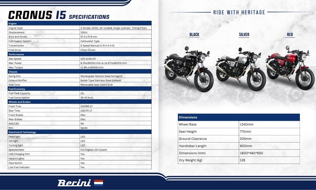Berini cronus 150cc (Category: Motorbikes for Sale) located in Manila. Submitted by ejcadayona42441 (Listing ID 1470144014, Image 2). Description: Testing waters po This is a fully paid na w/ receipt Only 2 weeks old plng Trade to your 2025 up model 150cc automatic scooter w/ no issue also Pass po sa add ako. Meet up lower Antipolo/Marikina.