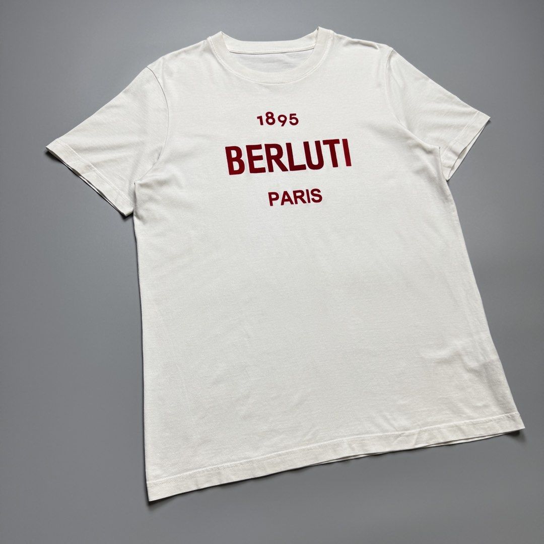 Berluti - Red Logo Cotton Tshirt (Category: Luxury Apparel) located in Quezon City. Submitted by japon_rose (Listing ID 1470221233, Image 3). Description: READ DESCRIPTION FIRST BEFORE YOU START A DEAL Please do self authenticate all photos are been posted Mens/ Berluti - Red Logo Cotton Tshirt Color: White Size: Large on tag (Mens) Length: 28 Width: 20 Shoulder: 16.5 Sleeves: 8 Hem: 20.5 (MEASURED IT BY INCHES) 9.5/10 overall condition In excell