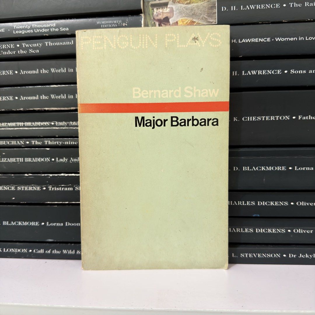 Bernard Shaw Major Barbara Penguin Plays (Category: Storybooks) located in Lingayen. Submitted by readwjane (Listing ID 1470153681, Image 1). Description: - Title: Major Barbara by Bernard Shaw - Edition: Classic Penguin Plays paperback - Appearance: Green cover with a distinct red accent stripe - Condition: Minimal edge wear, clean pages, great reading copy - Ideal for: Literature enthusiasts, theater lovers, and drama students.