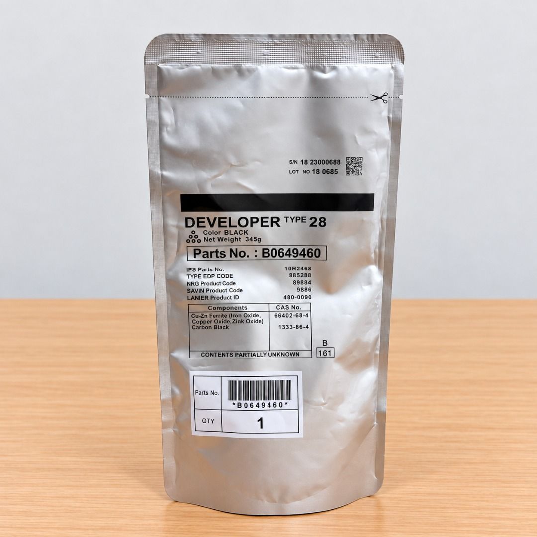 Black Developer for Ricoh MP2554/MP 3554 (345g) (Category: Other Accessories) located in Quezon City. Submitted by copieronlineinc (Listing ID 1470326995, Image 2). Description: ⚙️ RICOH MP2554 / MP3554 DEVELOPER – BLACK, 345G 🖨️ BETTER DEVELOPMENT. RELIABLE PRINTING. Ricoh Developer Type 28 is used inside the developing unit to support the toner-development process during printing and copying. 📌 PRODUCT DETAILS • Brand: Ricoh • Part No.: B0649