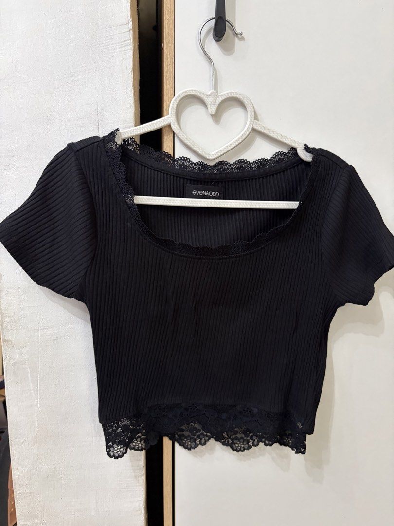 Black Even&Odd lace Top (Category: Blouses) located in Pateros City. Submitted by downsizin (Listing ID 1470169767, Image 1). Description: 17 in width x 16 in length .