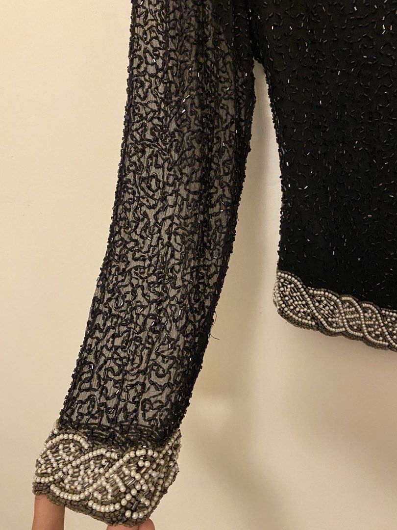 Black Fully-beaded Top (Category: Longsleeves) located in Makati City. Submitted by bottega_boi (Listing ID 1470270848, Image 3). Description: Super nice!!!.