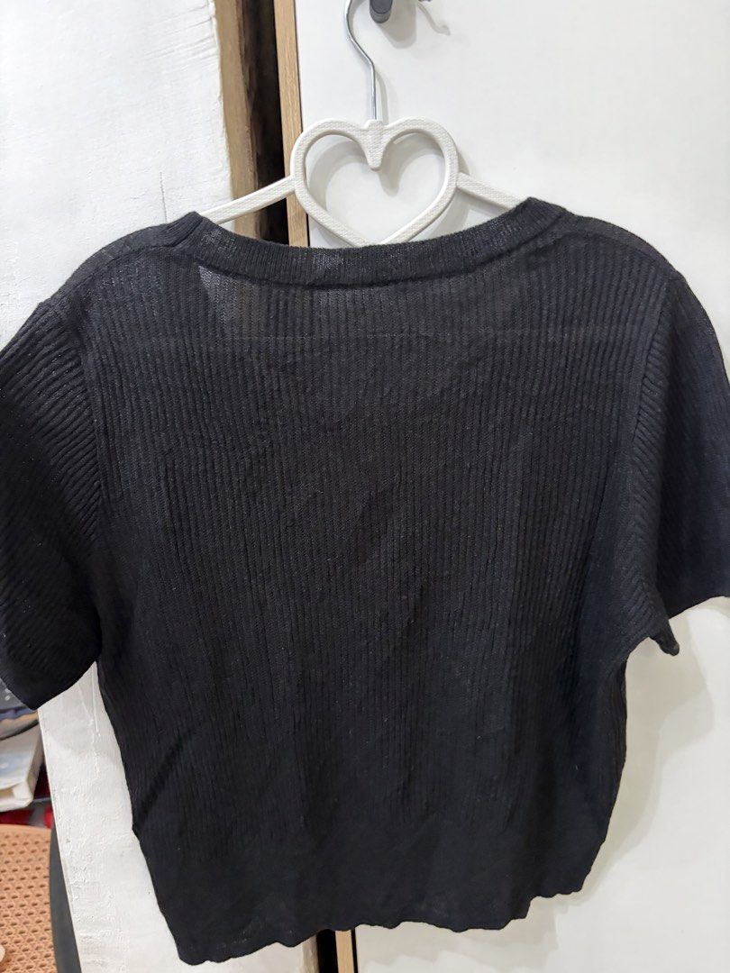 Black Knitted top (Category: Blouses) located in Pateros City. Submitted by downsizin (Listing ID 1470170120, Image 3). Description: 19 in width x 19 in length .