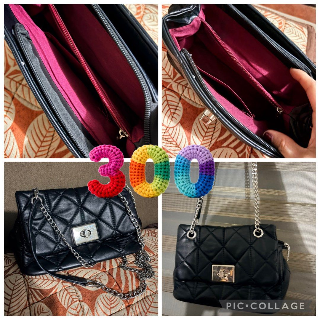 Black Quilted Shoulder Bag with Chain Strap (Category: Shoulder Bags) located in Manila. Submitted by sereenity (Listing ID 1470153698, Image 1). Description: - Style: Black quilted handbag with a structured shape - Hardware: Silver-tone chain strap and secure twist-lock closure - Interior: Vibrant pink fabric lining with multiple compartments and zipped pockets - Usage: Ideal everyday size for all your essentials.
